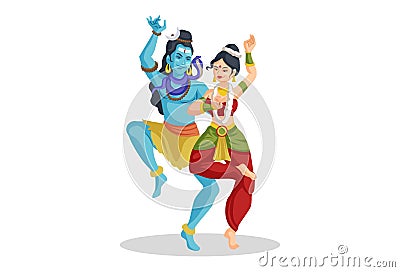 Vector graphic illustration of Lord Shiva and Goddess Parvati Vector Illustration