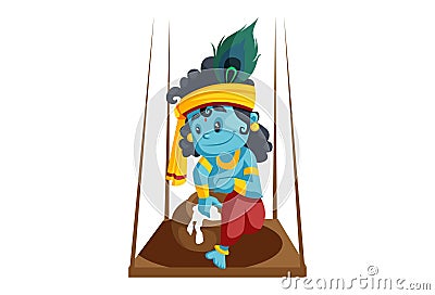 Vector graphic illustration of Lord Krishna Vector Illustration