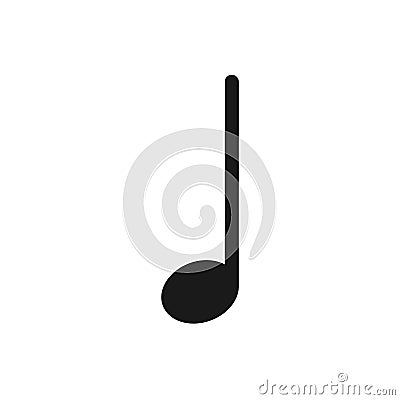 Simple music note vector icon isolated on white background. Vector Illustration