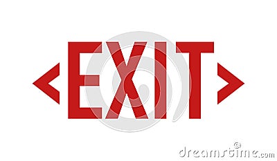 Vector red exit sign with left and right arrows isolated. Vector Illustration