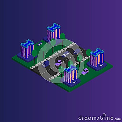 Vector isometric futuristic new city Vector Illustration