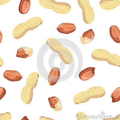 Peanuts seamless pattern. Food background. Vector Illustration