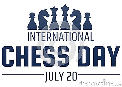 Chess day greeting card. Chess pieces silhouettes. Stock Photo