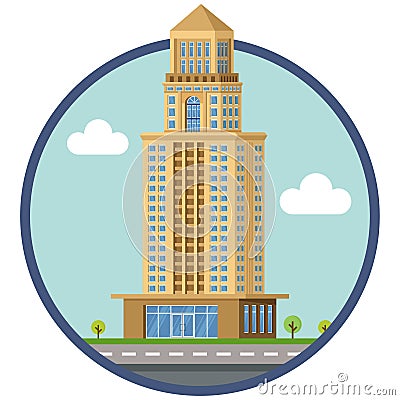 Bank city building beautiful illustration. Vector Illustration