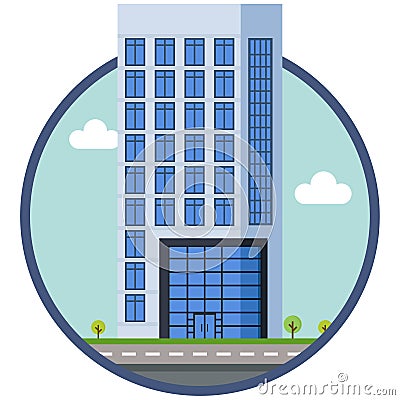 Hotel city building beautiful illustration. Vector Illustration