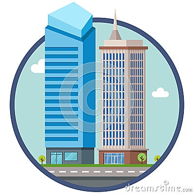 Bank city building beautiful illustration. Vector Illustration