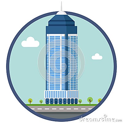 Bank city building beautiful illustration. Vector Illustration