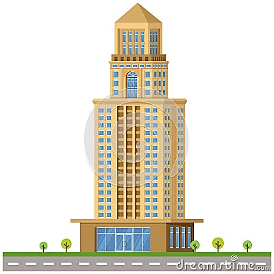 Bank city building beautiful illustration. Vector Illustration