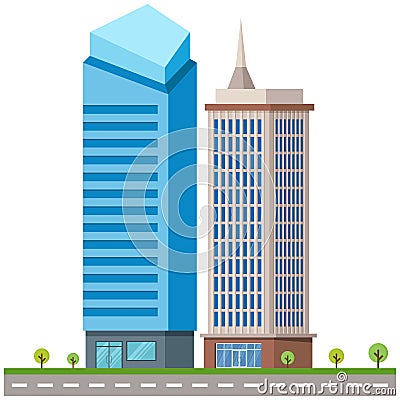 Bank city building beautiful illustration. Vector Illustration