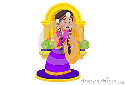 Vector Graphic Illustration of Goddess Radha Vector Illustration