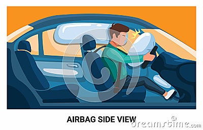 Airbag safety car in accident in side view illustration vector Vector Illustration