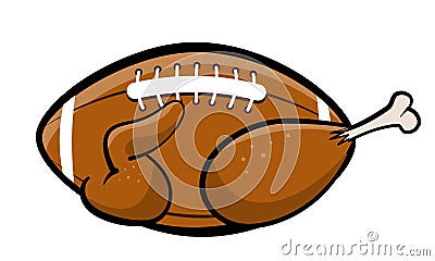 American football and Turkey - Hand drawn illustration. Autumn color poster. Vector Illustration