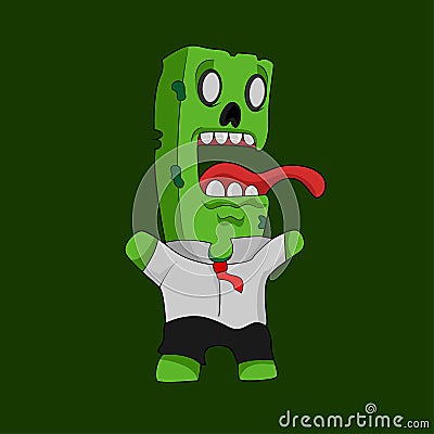 Illustration vector graphic of Zombie Square Want To Eat You Vector Illustration