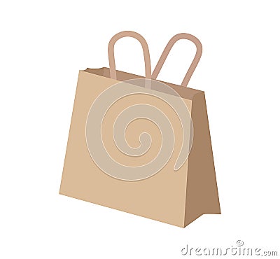 Realistic shopping ecology brown paper bag. Vector Illustration