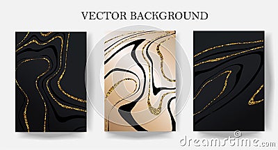 Modern elegant cover design set. Luxury fashionable background with gold glitter line. Vector Illustration