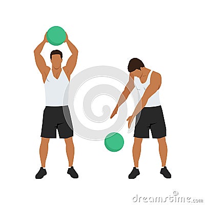 Medicine ball. Alternating side slams exercise. Vector Illustration