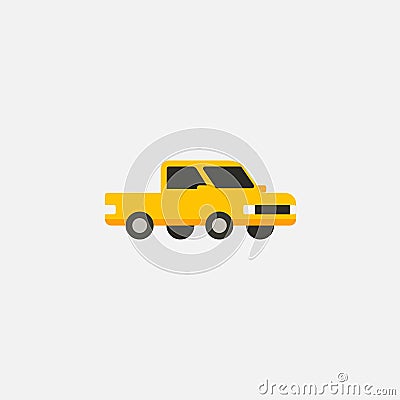 Car vector illustration, yellow pickup flat icon Vector Illustration