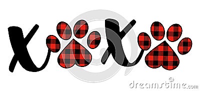 XOXO hugs and kisses - Adorable calligraphy phrase for Valentine day. Vector Illustration