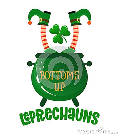 Bottoms up Leprechauns - funny St Patrick`s Day Vector Illustration