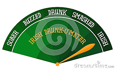 Irish drunk-o`meter - funny St Patrick`s Day lettering design for posters, flyers, t-shirts, cards, invitations, Vector Illustration