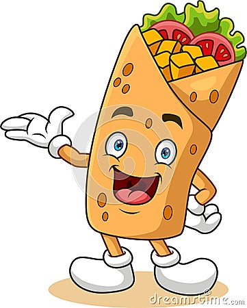 Cartoon burrito or kebab presenting Vector Illustration