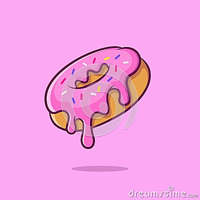 Vector illustration of sweet donut with melted cream. Vector Illustration