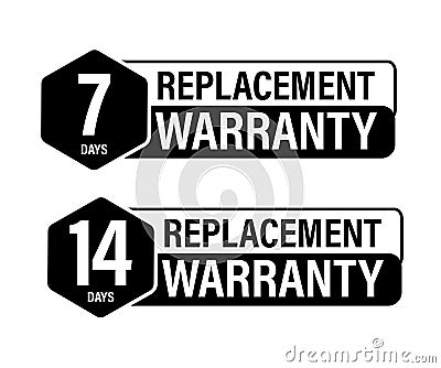 7 days, 14 days replacement warranty vector icon Vector Illustration