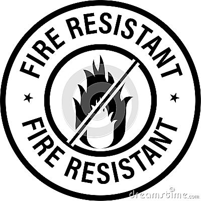 `fire resistant` vector icon, black in color. Vector Illustration