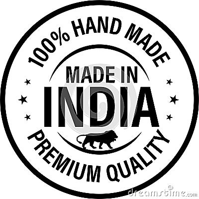 `100% hand made, premium quality, made in india` Vector Illustration