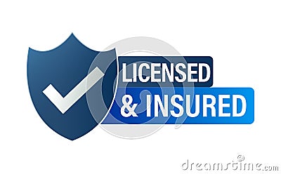 Licensed and insured vector icon Vector Illustration