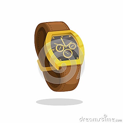 Luxury gold watch. accesories for gift or collection symbol cartoon illustration vector Vector Illustration