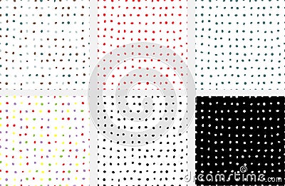 Set of seamless multicolored dotted patterns. Vector Illustration