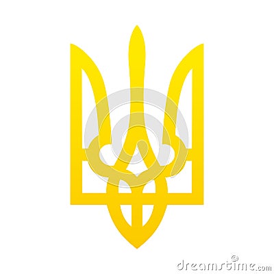 Ukrainian trizub. Ukrainian national emblem with gradient color. Stock Photo