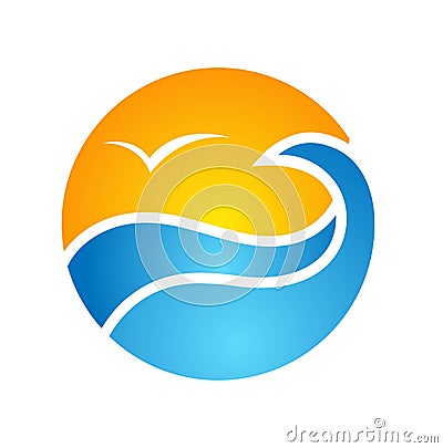 Sea and sun season image logo Vector Illustration