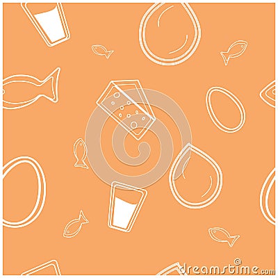 seamless pattern with healthy eating icons Stock Photo