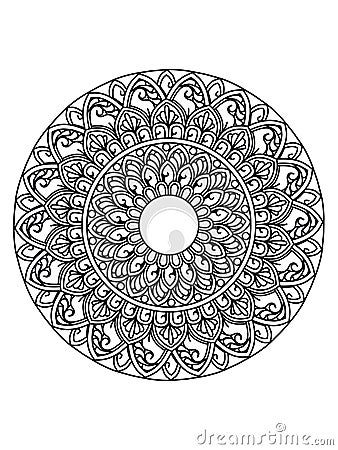 Easy Mandala Flower, Black Geometric patten, coloring page Vector Illustration