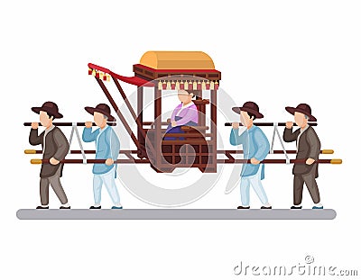 Korean traditional palanquin aka gama for royal people or wedding ceremony illustration vector Vector Illustration