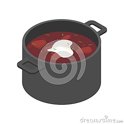 Isometric Ukrainian borscht Vector Illustration