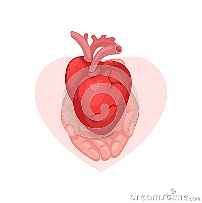 World Organ Donation Day. heart transplantation symbol cartoon illustration vector Vector Illustration