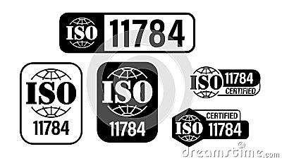 ISO 11784 certified vector icon set, ISO standards abstract Vector Illustration