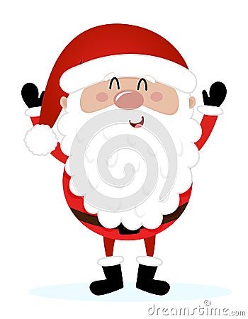 Waving Santa - illustration in cartoon style. Merry Christmas and happy new year. Vector Illustration