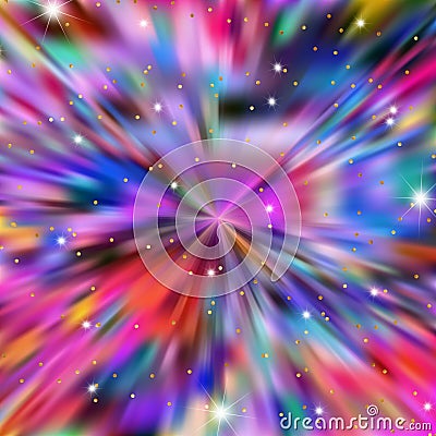 Colorful explosion abstract background with glitter elements Stock Photo