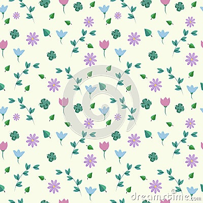 background flowers pattern spring vector illustrationn Cartoon Illustration