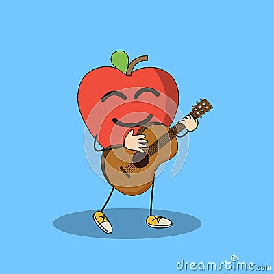 Doodle Kawaii Apple Fruits Vector Illustration