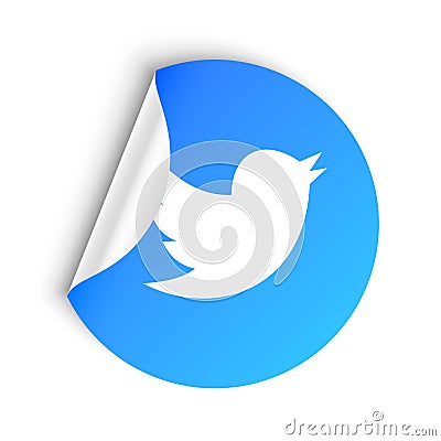 Squared colored edges twitter logo sticker. Vector Illustration