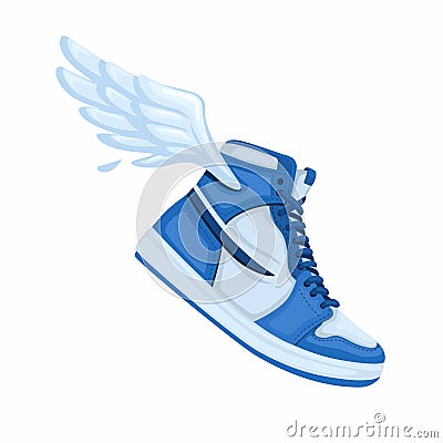 Basketball Shoes Winged Fly on Air Cartoon illustration vector Vector Illustration
