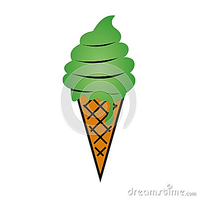 ice cream cone icon image vector illustration design green and brown color. Vector Illustration