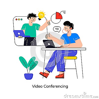 Video Conferencing Flat Style Design Vector illustration. Stock illustration Vector Illustration