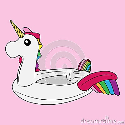 Unicorn Inflatable Adult Baby Boat Vector Illustration