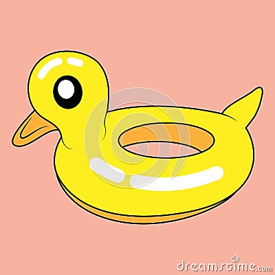 Duck Inflatable Adult Baby Boat Vector Illustration